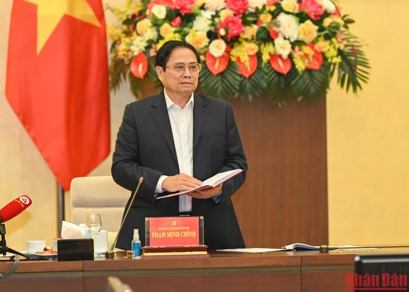 Thủ tướng Phạm Minh Chính phát biểu ý kiến tại hội nghị. (Ảnh: DUY LINH)