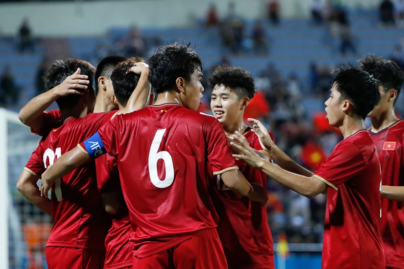 U17 Việt Nam giành chiến thắng trọn vẹn tại Vòng loại U17 châu Á 2023. (Ảnh: VFF)