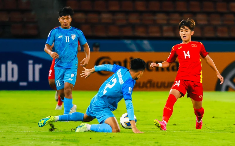 U17 Việt Nam hòa đáng tiếc trước U17 Ấn Độ. (Ảnh: VFF)