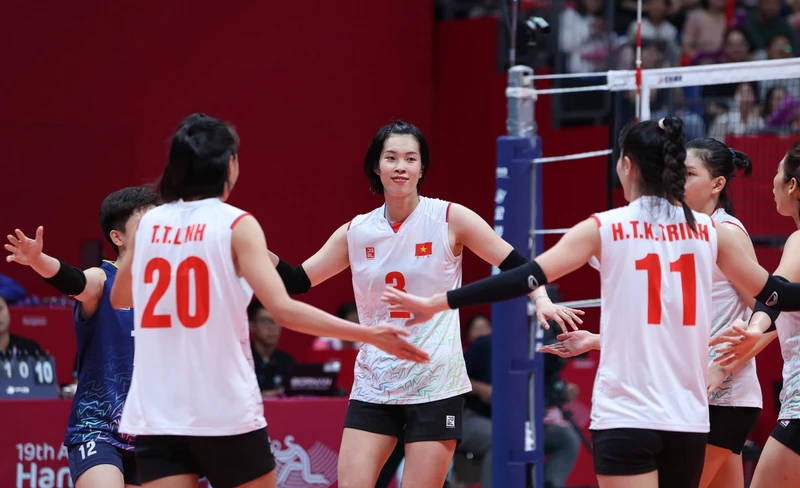 Bóng chuyền nữ Việt Nam lần đầu lọt Top 4 đội mạnh nhất ASIAD. (Ảnh: TTXVN)