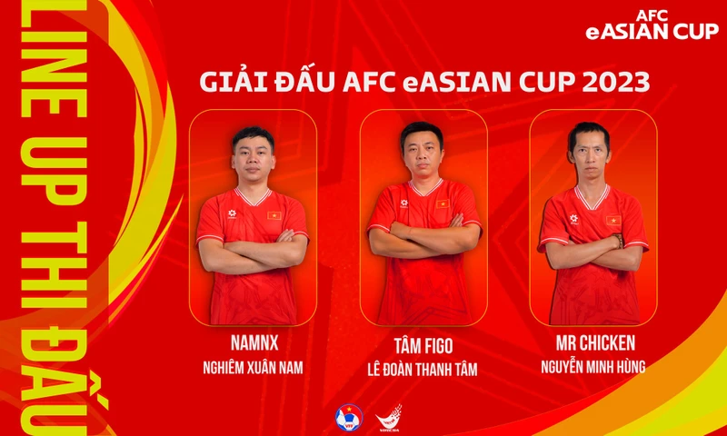 3 tuyển thủ đội tuyển eFootball Việt Nam tham dự eAsian Cup 2023. (Ảnh: VFF)