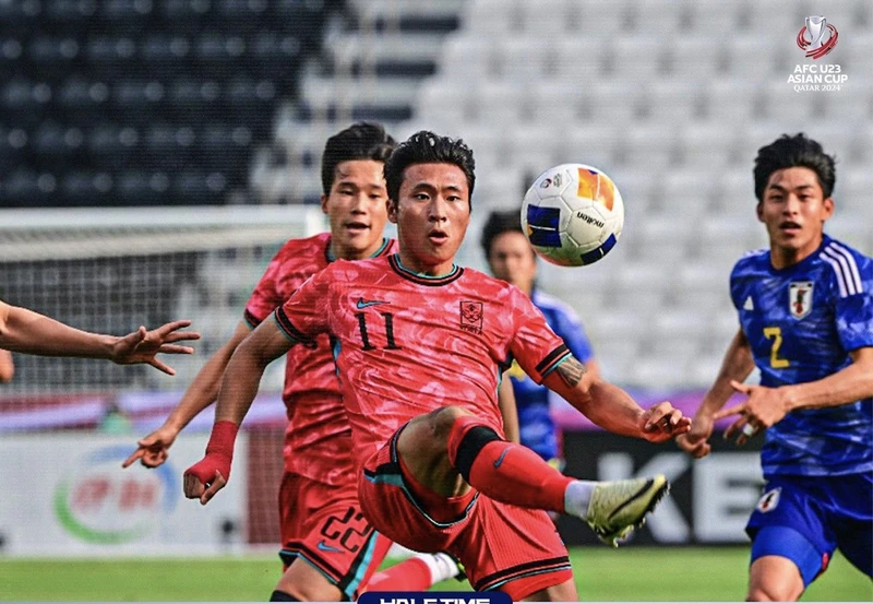 U23 Hàn Quốc thắng Nhật Bản để giành ngôi đầu bảng B U23 châu Á 2024. (Ảnh: KFA)