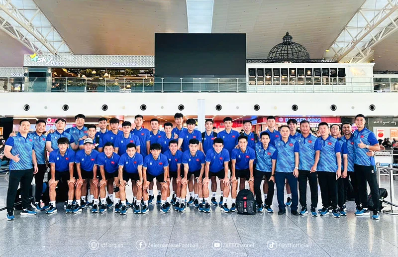 Đội tuyển U22 Việt Nam lên đường sang Trung Quốc tham dự giải giao hữu quốc tế CFA Team China 2024. (Ảnh: VFF)