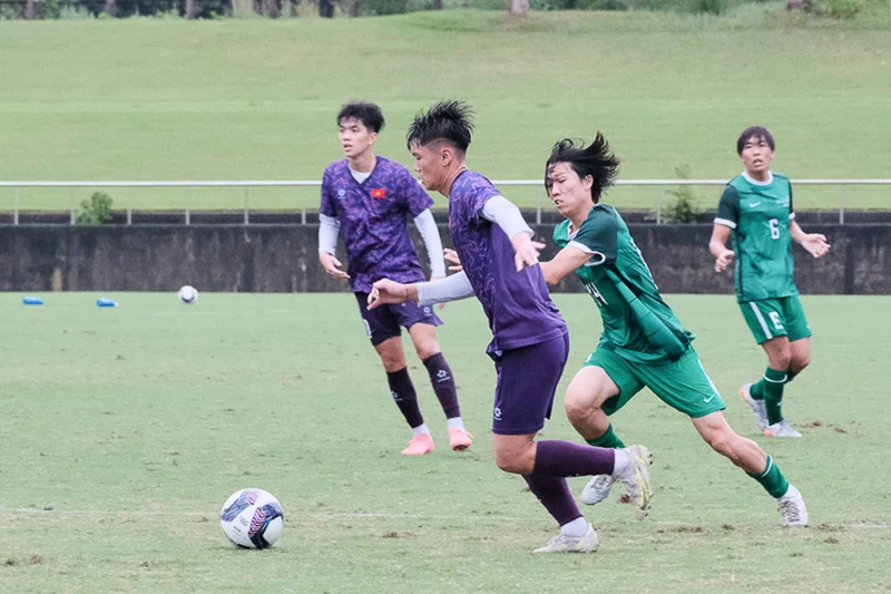 U17 Việt Nam giành chiến thắng thuyết phục trước Đại học Shizuoka FC. (Ảnh: VFF)