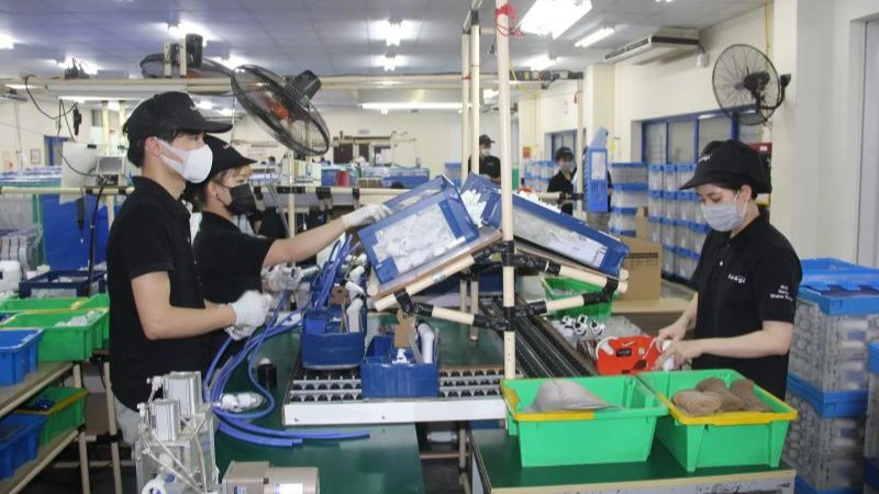 Hoạt động sản xuất tại công ty TNHH Takagi Việt Nam, khu công nghiệp Thăng Long II, tỉnh Hưng Yên.