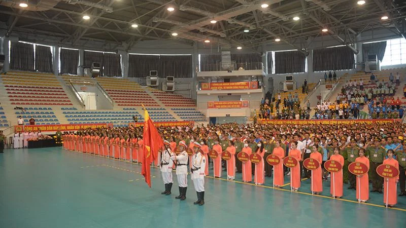 Các đơn vị về dự Lễ khai mạc Hội thao ứng dụng nghiệp vụ lực lượng Công an nhân dân năm 2022, do Bộ Công an tổ chức ngày 12/8 tại Nhà thi đấu tỉnh Kiên Giang.