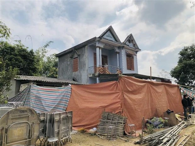 Ngôi nhà tại thôn Tân Lập xã Trung Hòa, huyện Chiêm Hóa, tỉnh Tuyên Quang, nơi xảy ra vụ việc thương tâm. (Ảnh: TTXVN)