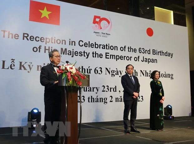 Đại sứ Đặc mệnh toàn quyền Nhật Bản tại Việt Nam Yamada Takio phát biểu. (Ảnh: TTXVN)
