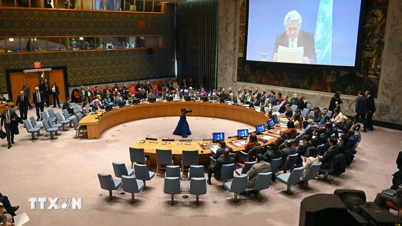 Quang cảnh một phiên họp Hội đồng Bảo an Liên hợp quốc tại New York, Mỹ ngày 29/11/2023. (Ảnh: Kyodo/TTXVN)