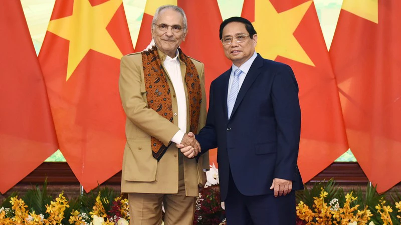 Thủ tướng Phạm Minh Chính và Tổng thống Timor-Leste Jose Ramos-Horta. (Ảnh: TRẦN HẢI)