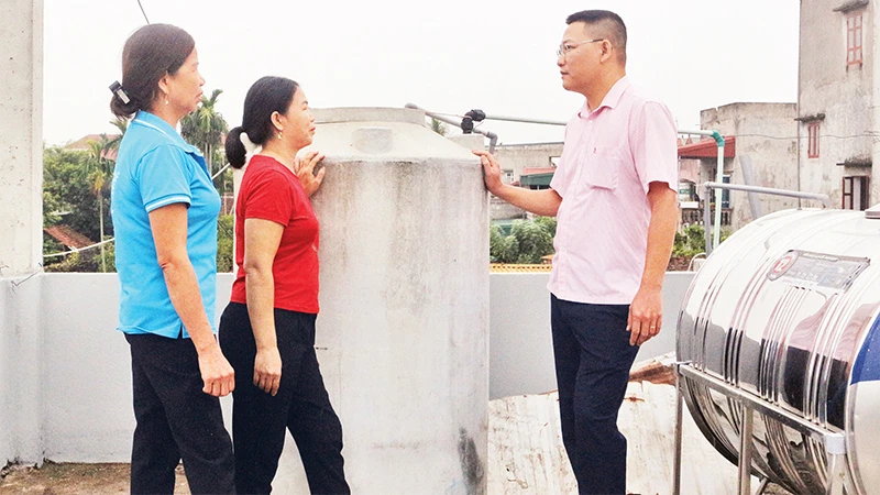 Hệ thống nước sạch của gia đình chị Hoàng Thị Liên ở thôn Mỹ Duệ, xã Tràng An, huyện Bình Lục. 