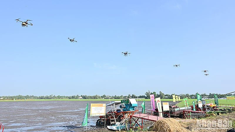 Dàn drone phục vụ nông nghiệp trình diễn tại Festival.