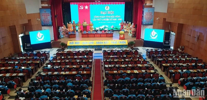Quang cảnh Đại hội Công đoàn tỉnh Đắk Nông lần thứ V, nhiệm kỳ 2023-2028.