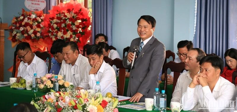Giám đốc Sở Tài nguyên và Môi trường tỉnh Đắk Nông Nguyễn Văn Hiệp phát biểu tại Lễ gặp mặt, giao lưu kỷ niệm 20 năm ngày thành lập Sở Tài nguyên và Môi trường tỉnh Đắk Nông.