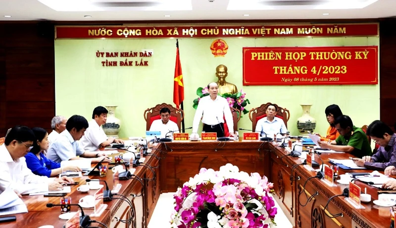 Chủ tịch Ủy ban nhân dân tỉnh Đắk Lắk Phạm Ngọc Nghị phát biểu chỉ đạo tại phiên họp.