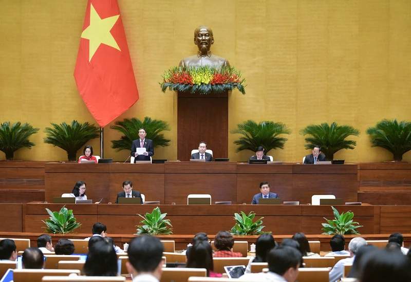 Phiên thảo luận tại hội trường về dự thảo Nghị quyết của Quốc hội về tổ chức chính quyền đô thị và thí điểm một số cơ chế, chính sách đặc thù phát triển thành phố Đà Nẵng, sáng 7/6. Nguồn: Cổng thông tin điện tử Quốc hội.