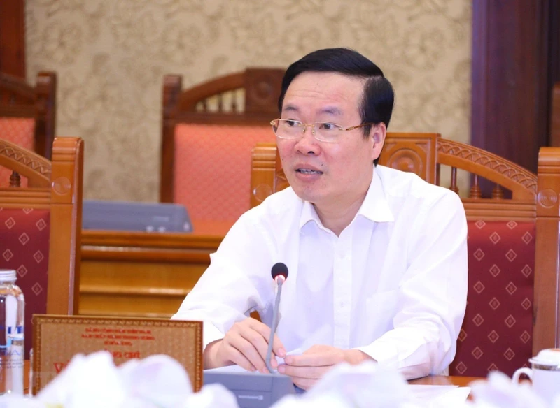 Thường trực Ban Bí thư Võ Văn Thưởng chủ trì giao ban công tác quý III/2022. (Ảnh: TTXVN)