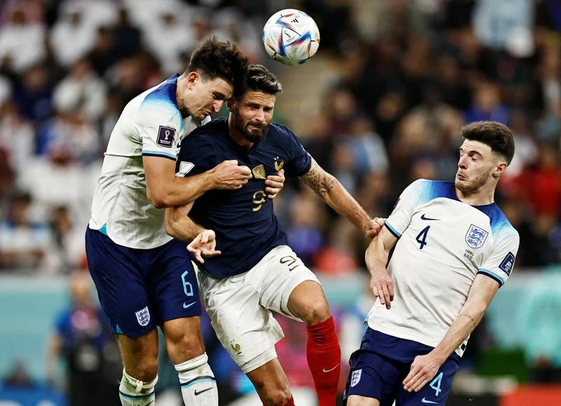Tiền đạo Olivier Giroud (số 9) tỏa sáng giúp Pháp giành vé vào bán kết World Cup 2022. (Ảnh: Reuters)
