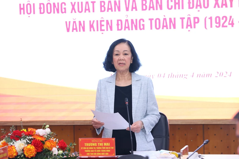 Thường trực Ban Bí thư Trương Thị Mai phát biểu kết luận buổi làm việc.