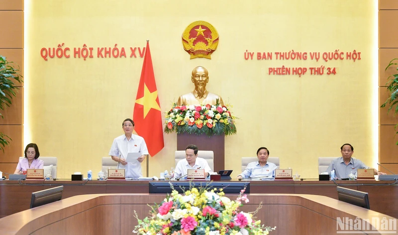 Phó Chủ tịch Quốc hội Nguyễn Đức Hải điều hành nội dung phiên họp, sáng 13/6. (Ảnh: DUY LINH)