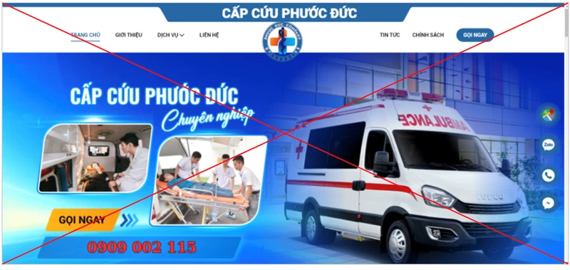 Quảng cáo trái phép của Công ty TNHH Cấp cứu Phước Đức đặt tại số 505/7 Bến Bình Đông, phường 13, quận 8, Thành phố Hồ Chí Minh