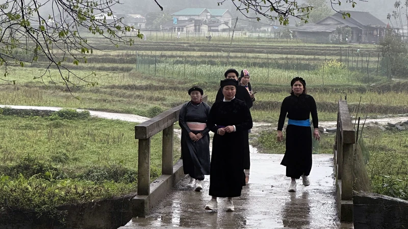 Cầu bê-tông tránh lũ tại thôn Bản Thăng, xã Tùng Vài, huyện Quản Bạ (Hà Giang). 