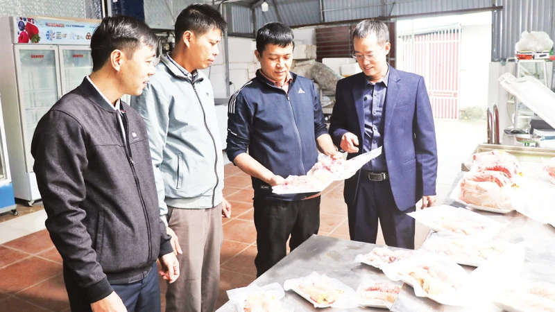 Sản phẩm thịt gà Đông Tảo của cơ sở sản xuất gia đình anh Lê Quang Thắng, xã Đông Tảo, huyện Khoái Châu được công nhận sản phẩm OCOP. 