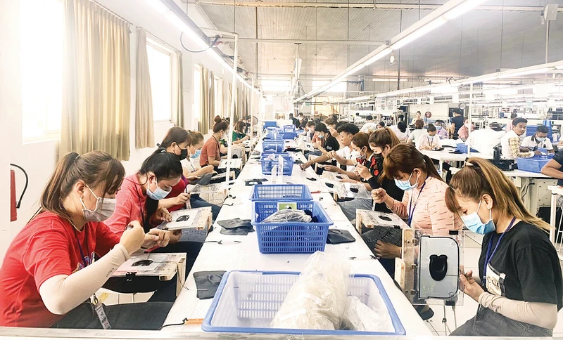 Sản xuất túi xách xuất khẩu tại Công ty cổ phần Đầu tư Thái Bình, tỉnh Bình Dương. 