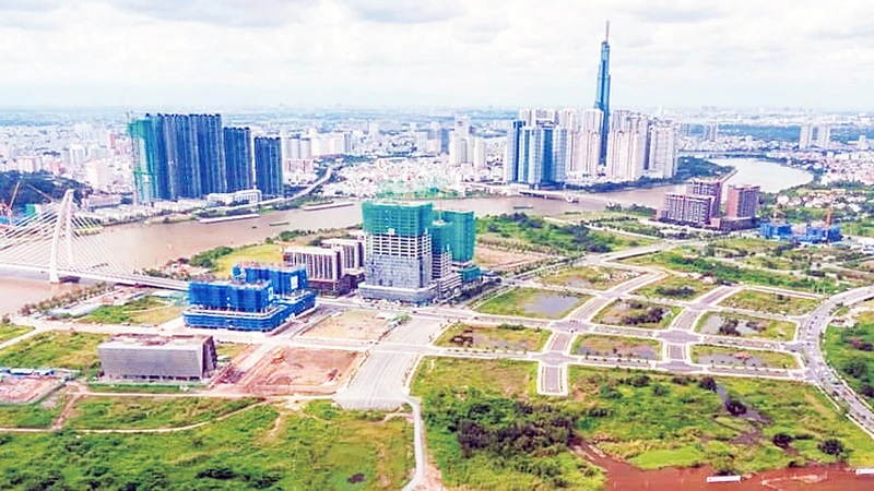 Một góc đô thị mới Thủ Thiêm, thành phố Thủ Đức đang xây dựng.
