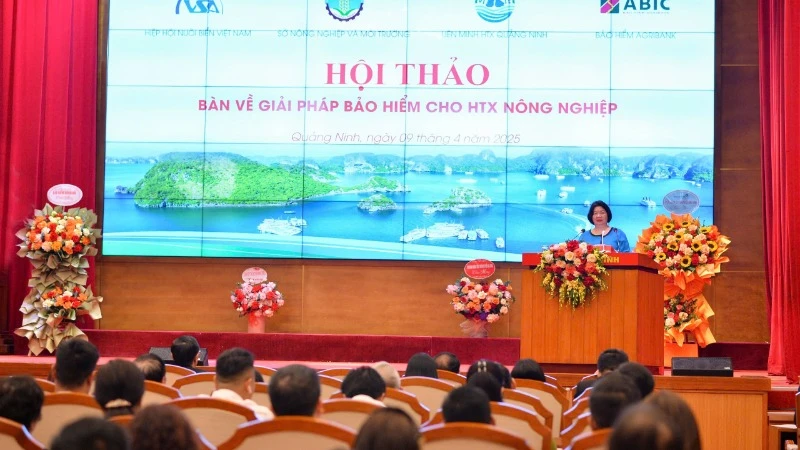 Chủ tịch Liên minh Hợp tác xã Việt Nam Cao Xuân Thu Vân phát biểu tại hội thảo.