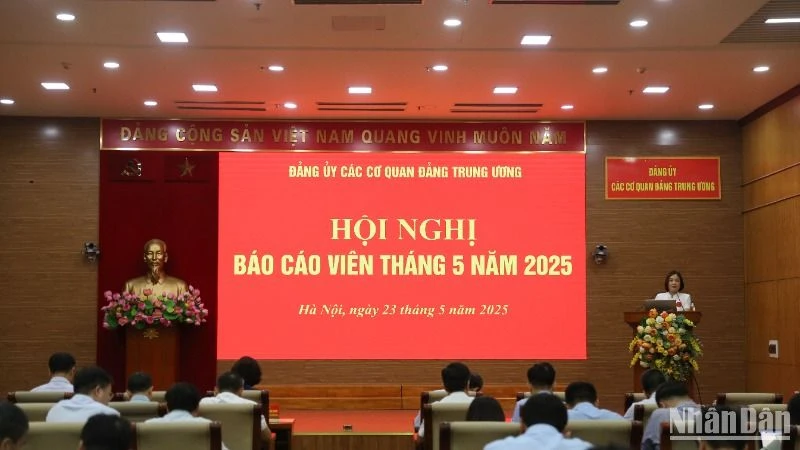 Quang cảnh hội nghị báo cáo viên tháng 5/2025. (Ảnh: HẢI ĐĂNG)