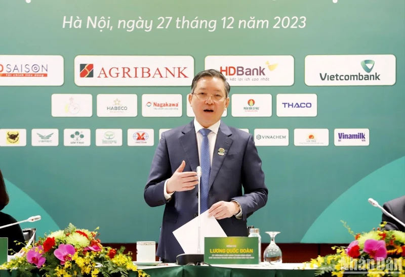 Ông Lương Quốc Đoàn tái đắc cử Chủ tịch Trung ương Hội Nông dân Việt Nam khóa VIII. (Ảnh: THANH TRÀ)