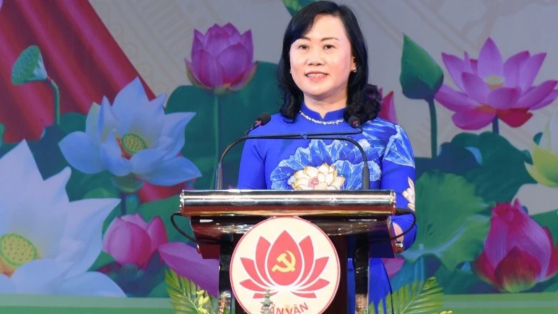 Đồng chí Trương Thanh Huyền phát biểu tại Hội thi "Dân vận khéo Hà Tĩnh" năm 2024.