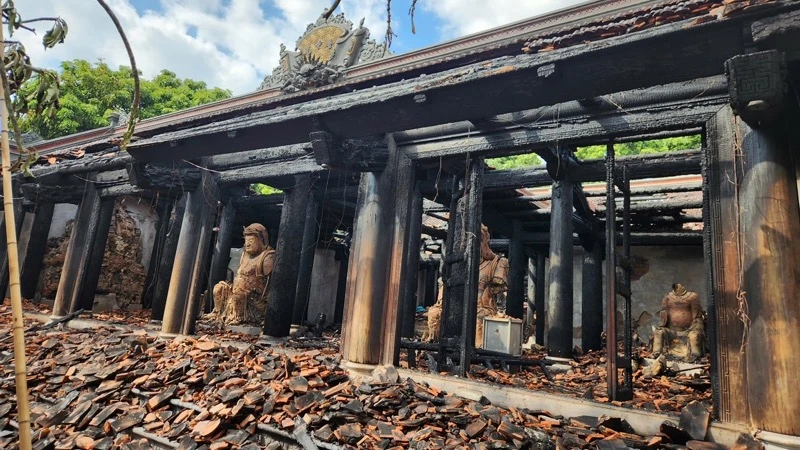 Chùa Phổ Quang (Phú Thọ) bị thiệt hại sau vụ hỏa hoạn. (Ảnh: Cục Di sản văn hóa)