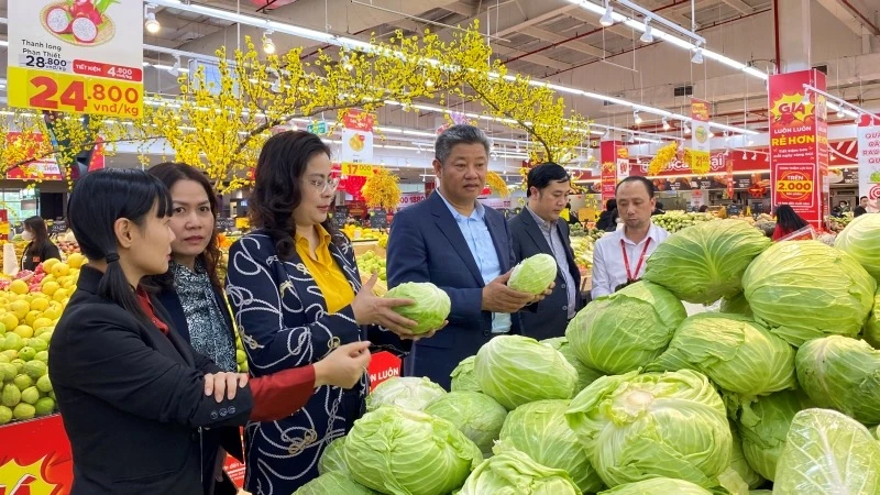 Lãnh đạo thành phố Hà Nội kiểm tra hàng hoá tại siêu thị GO! Thăng Long.