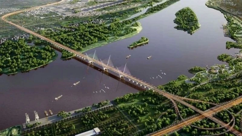 Phối cảnh cầu Tứ Liên.