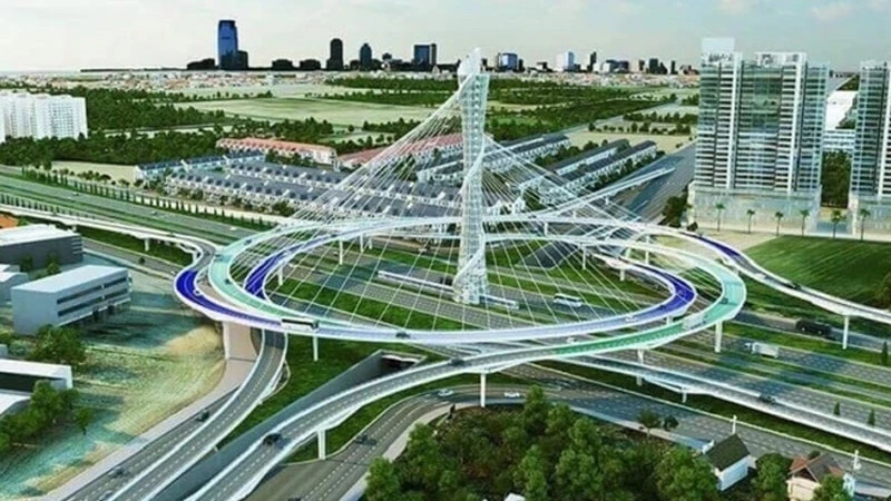 Phối cảnh nút giao đường Vành đai 3,5 với Đại lộ Thăng Long.