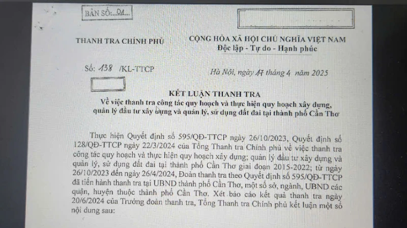 Kết luận của Thanh tra Chính phủ.