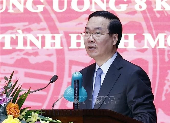 Chủ tịch nước Võ Văn Thưởng phát biểu chỉ đạo.