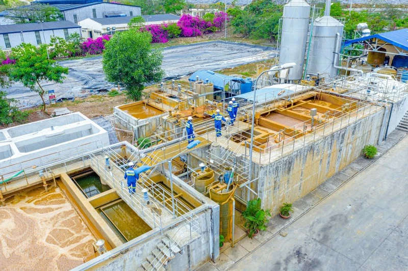 Trạm xử lý nước thải trong khu xử lý Quang Trung.