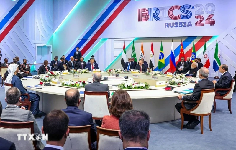 Toàn cảnh Hội nghị Cấp cao Nhóm BRICS ở Kazan, Nga, ngày 23/10/2024. (Ảnh: ANI/TTXVN)