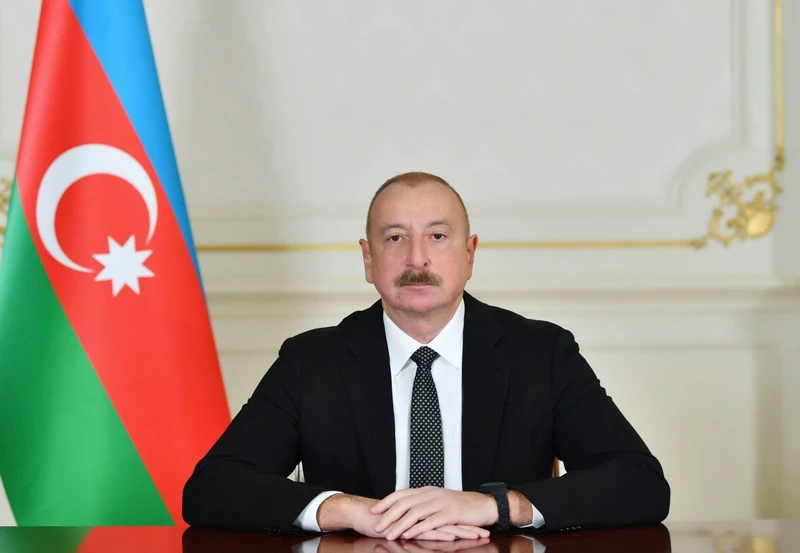 Tổng thống Cộng hoà Azerbaijan Ilham Aliev trả lời phỏng vấn của PV TTXVN. (Ảnh: TTXVN phát)