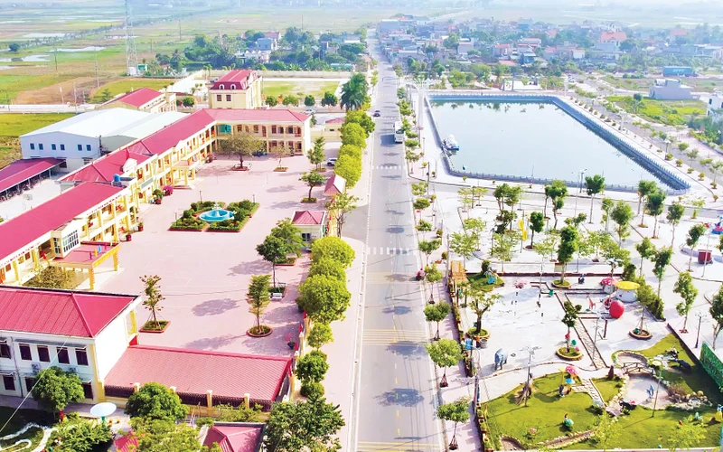 Quang cảnh khu trung tâm xã nông thôn mới kiểu mẫu An Thái, huyện Quỳnh Phụ (Thái Bình).
