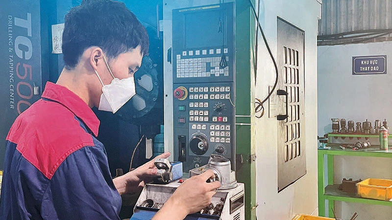 Hoạt động sản xuất tại Công ty cổ phần Thương mại và Phát triển Công nghệ PMA (huyện Hoài Đức, Hà Nội).