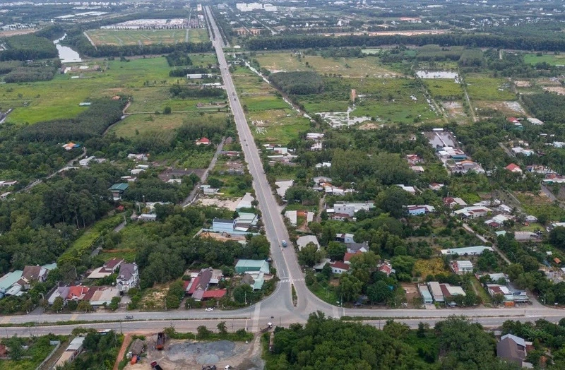 Đường NE2 tại TP Bến Cát (Bình Dương) được chọn là một đoạn của tuyến đường vành đai 4 TP Hồ Chí Minh.