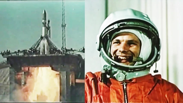 Nhà du hành Yuri Gagarin trong chuyến bay chở người đầu tiên vào vũ trụ. 