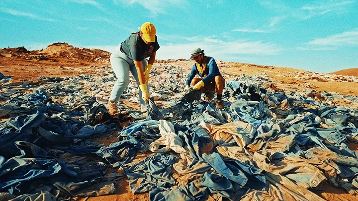 Quần áo thải loại bị bỏ ở sa mạc Atacama, Chile. Ảnh: THE GUARDIAN