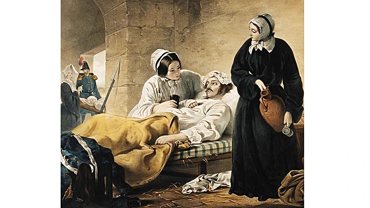 Tranh minh họa bà Florence Nightingale chăm sóc bệnh nhân. Nguồn: THE TIMES
