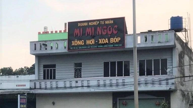 Cơ sở massage Mi Mi Ngọc, nơi 2 cô gái bị bắt ép làm nhân viên.