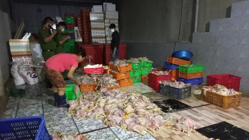 Lực lượng chức năng kiểm tra tại cơ sở.